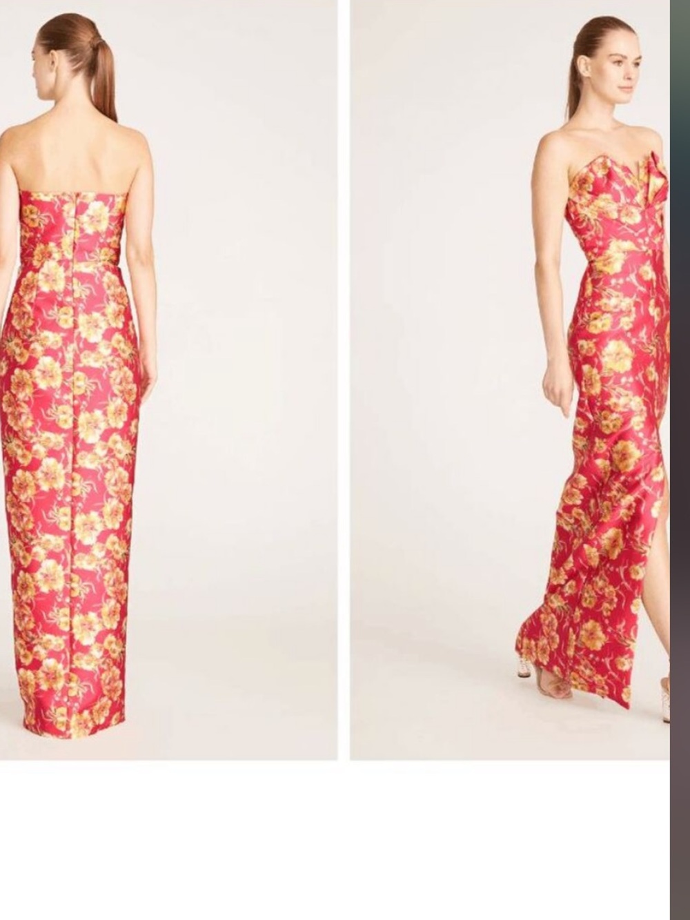 Theia Berry Red Pencil Skirt with Yellow Floral Print - Picture 6 of 6